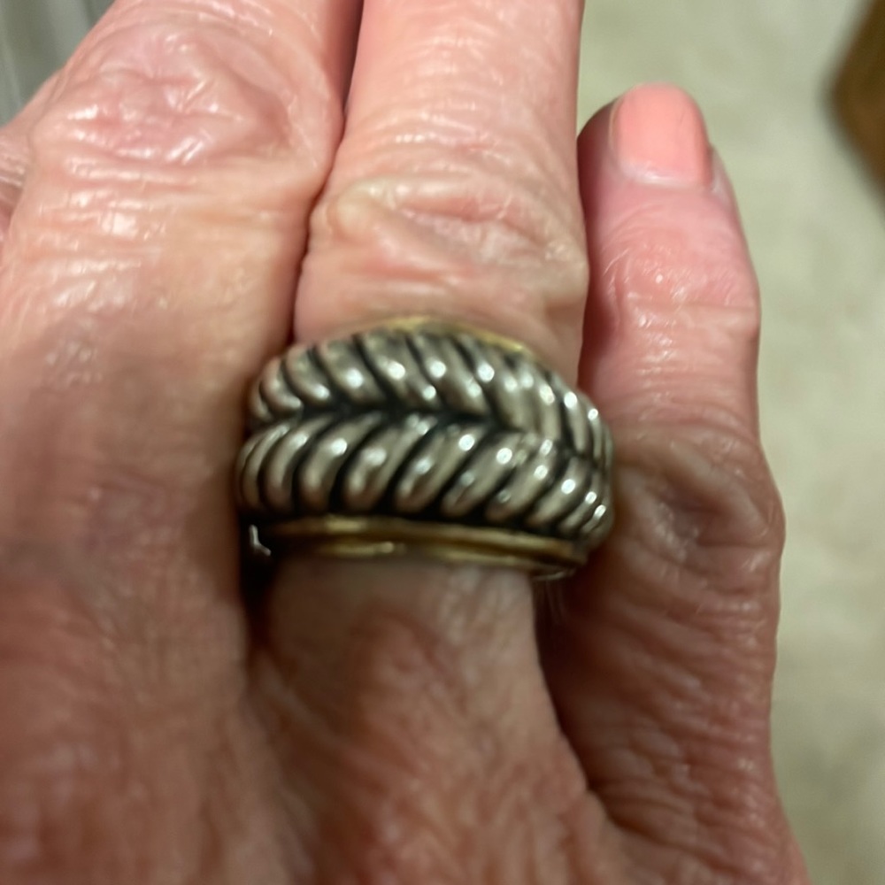 Sterling silver and gold ring.